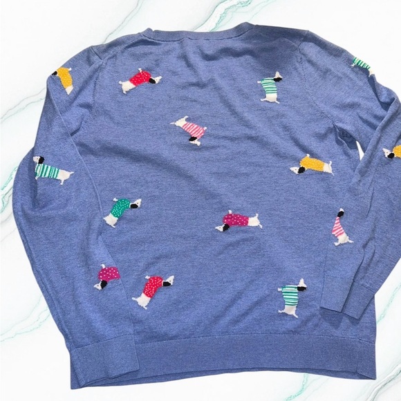 Talbots Dachshund Blue Sweater with Doxie Dog Pattern - Picture 10 of 10